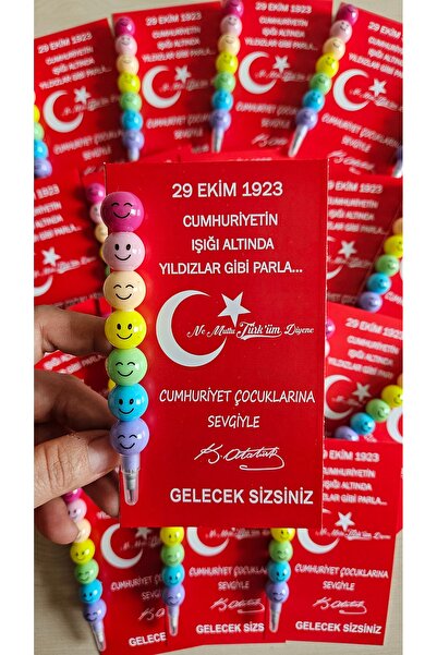20 Adet yumurtlayan kurşun kalem Cumhuriyet Bayramı temalı kart