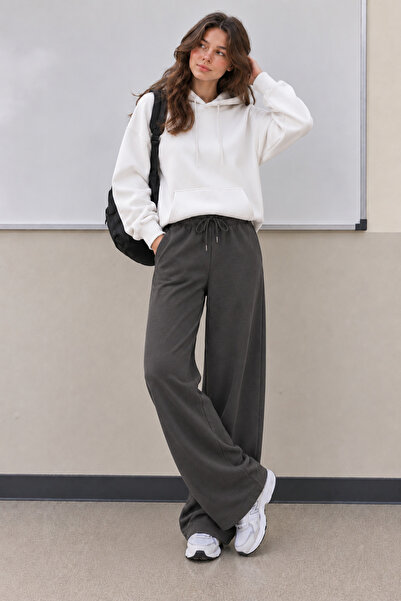 Warasiva Women's Smoked Straight-Leg Modal Fabric Sweatpants with Pockets