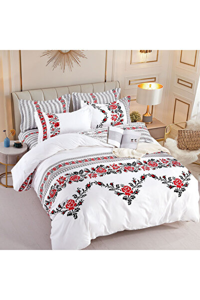 JOJO HOME Lenjerie de pat cu 2 fete, tesatura tip finet, pat 1 persoana, 4 pi...