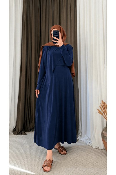 Hepsi Moda Asymmetrical Cut Sandy Skirt Set - Mg - Navy Blue