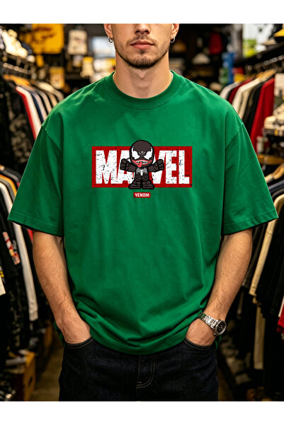Arabest Men's 100% Cotton T-Shirt Green Venom MARVEL Print