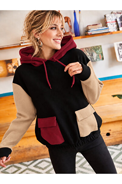 Machetta Damen-Sweatshirt mit Kapuze in 3 Farben und Fronttaschen