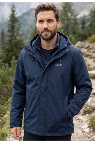Jack Wolfskin PINETRAIL 3IN1 JKT M Erkek Outdoor Montu (3'Ü 1 Arada) Lacivert