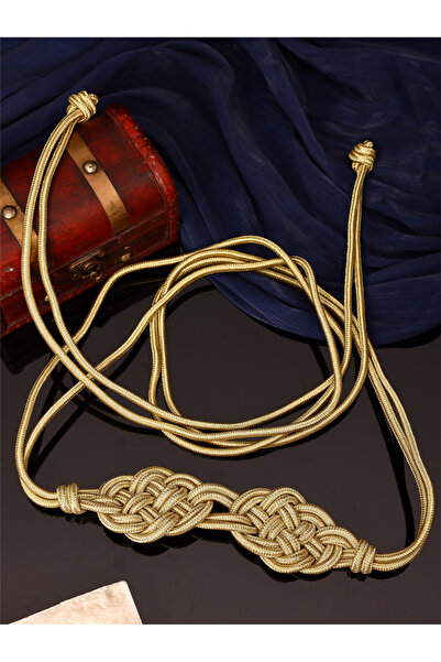 Take Two By Styli Gold Braided Leather Belt