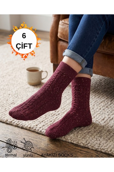 ayakizi socks Women's Acrylic Zigzag Patterned Washable Socks, Pack of 6