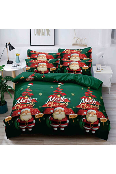 JOJO HOME Set lenjerie de pat Mos Craciun, pat 1 persoana, tesatura tip finet...