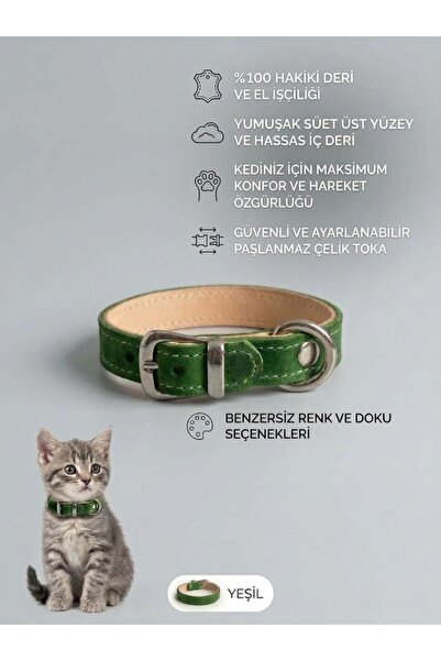 Hakiki Deri Kedi Tasması – Ayarlanabilir Kedi Boyun Tasması – Şık ve Dayanıklı 1 Adet