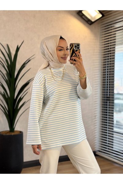 Lamazi Veil 9000 Çizgili Osyho Sweatshirt Mavi