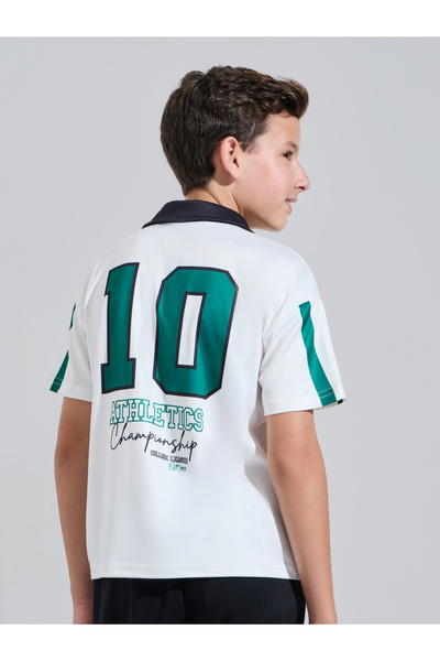 Styli Teen Boys Oversized Polo T-Shirt with Graphic Print