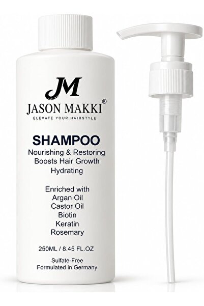 Jason Makki Hair Growth Shampoo for Men & Women, Nourishing, Hydrating & Sulfate-Free, with Biotin, Rosemary, Argan Oil, Castor Oil & Keratin, 250ml