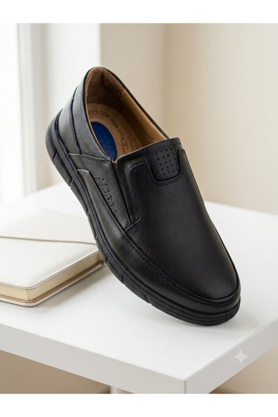 Slope 4932 Black Comfort Orthopedic Laceless Casual Men's Shoes