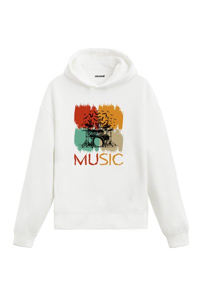 Colermi Skeleton Drummer Music Design Hooded Sweatshirt