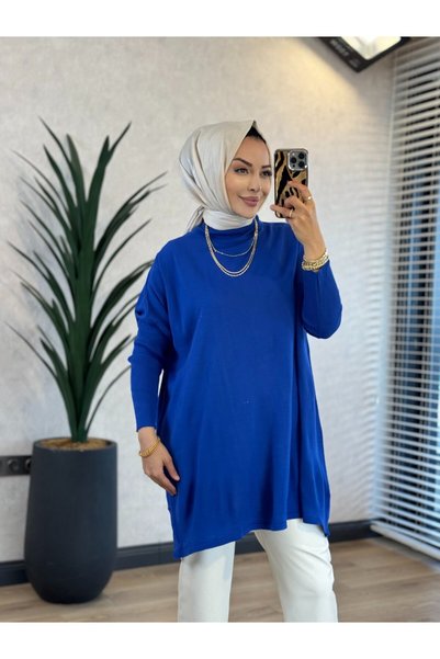 Afili 3399 Yarasa Triko Tunik Saks