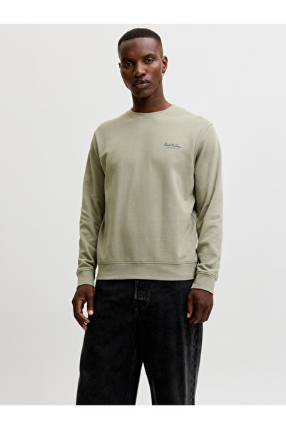Jack & Jones Khaki JJEARCHIVE Logo Print Crew Neck Sweatshirt