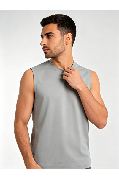 Take Two By Styli Grey Solid Performance Tank Top