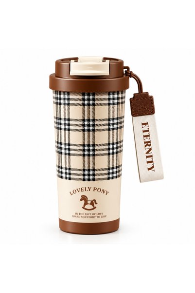 Hibobi Premium 520ml Stainless Steel Insulated Travel Mug with Wrist Strap, L...