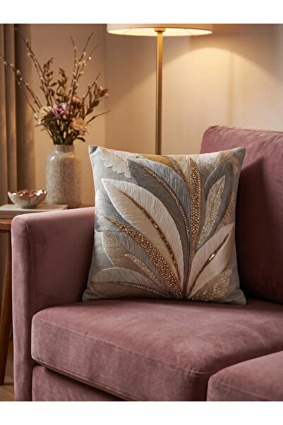 Styli Pack of 2 - Feather Print Cushion Cover, 45x45cm