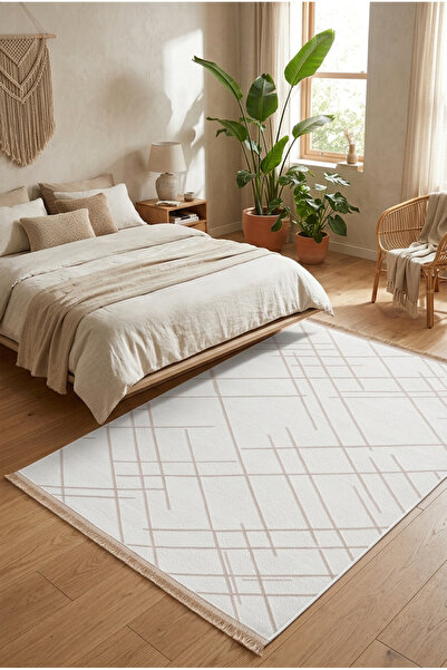 Eco Concept Antiquus Serisi Sade Düz Modern Eskitme Bambu Polyester Pamuk Taban Salon Halısı Yatak Odası Halısı
