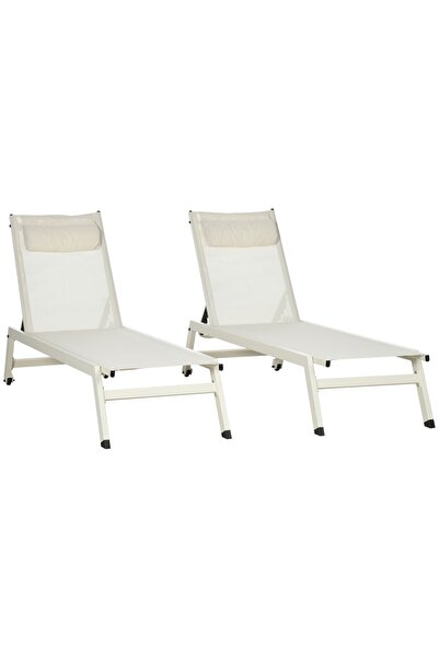 OEM Set of 2 garden loungers, aluminum/polyester, 55x195x30 cm, capacity 130k...
