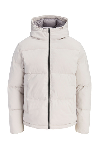 Jack & Jones Beige JJGALAXY Solid Puffer Jacket with Zip Closure