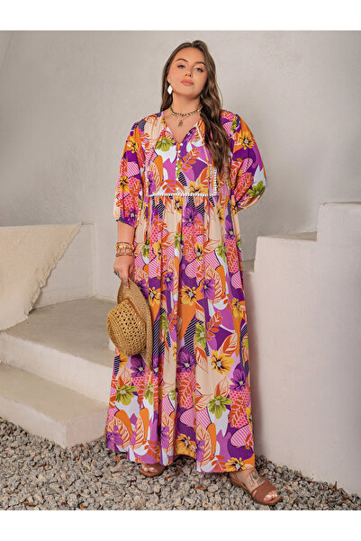 Take Two By Styli Floral A-Line Maxi Dress for Plus Size Women
