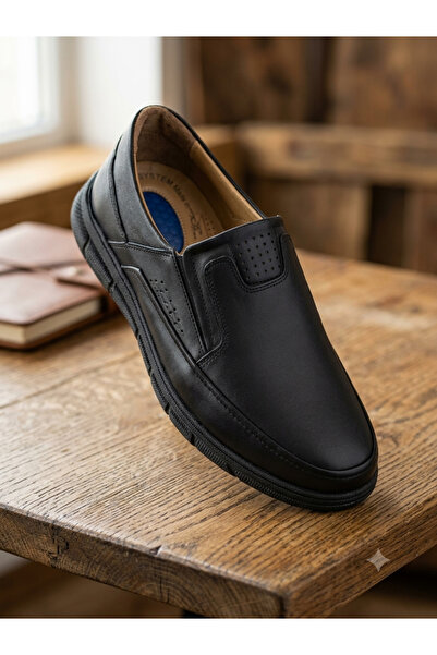 Slope 4932 Black Comfort Orthopedic Laceless Casual Men's Shoes