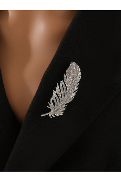 Take Two By Styli Sparkling Feather Rhinestone Brooch for Women