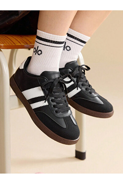 Take Two By Styli Womens Black PU Sports Sneakers - Classic Style for Casual ...