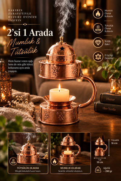 Yardımcı Bakır Since 1997 2’si 1 Arada El İşçiliği Bakır Mumluk & Tütsülük – ...