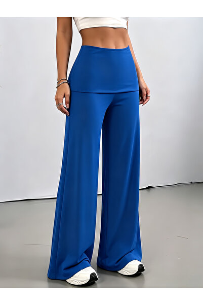Take Two By Styli Blue Wide-Leg Trousers with High Waist