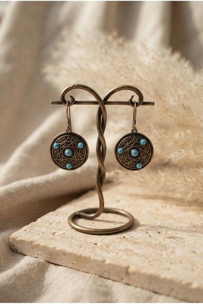 ZGNOVA Handmade Antique Brass Metal Earrings