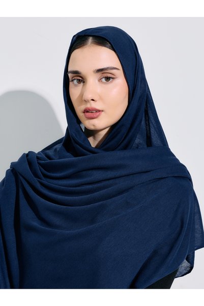 Amirah By Styli Navy Blue Solid Hijab 80x180 cm