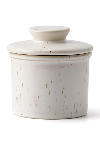 Generic Brand Butter Dish, Ceramic, with Lid, Butter Container, White