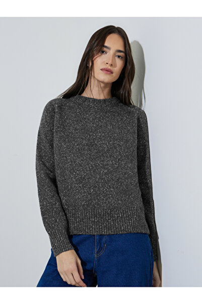 Styli Grey Round Neck Long Sleeves Regular Fit Sweater