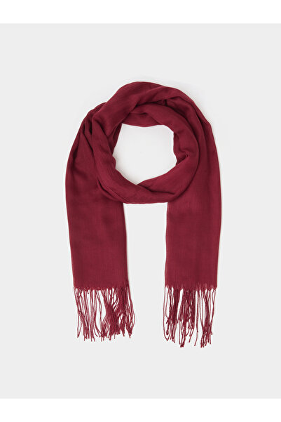 Styli Burgundy Solid Tassel Trims Classic Scarf