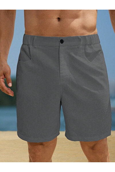 Take Two By Styli Grey Solid Short Swim Trunks