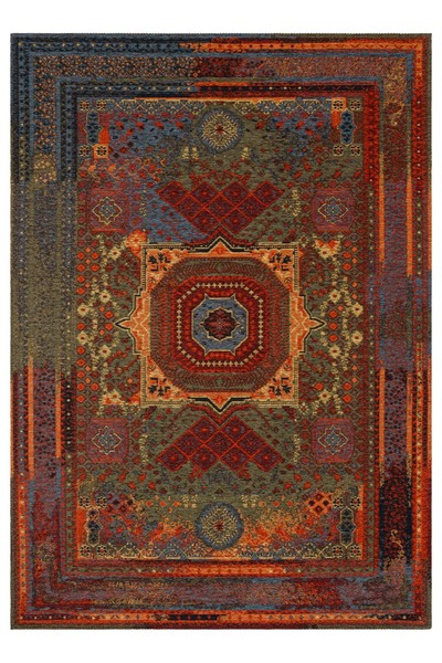 EKO ANADOLLU Eskitme desenli Anadolu kilim motifli halı, hav vermez kaymaz taban