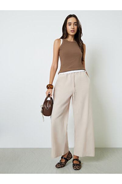Take Two By Styli Beige Wide Leg Pants