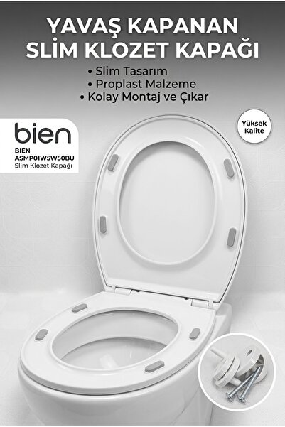 Bien Adesso Mono Slim Yavaş Kapanan Klozet Kapağı - Kolay Montaj / Çıkar Slim...