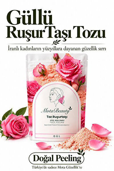 Toz Ruşur Taşı (İran Sefidab) Doğal Yüz Peelingi - Gül - Cilt Tonu Eşitleme, Ölü Deri Arındırma, Siyah Nokta Karşıtı