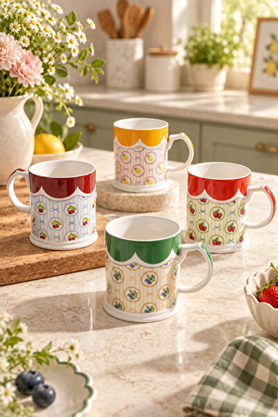 welcomein Fruit Patterned Porcelain Mug – Decorative Coffee and Tea Cup with ...