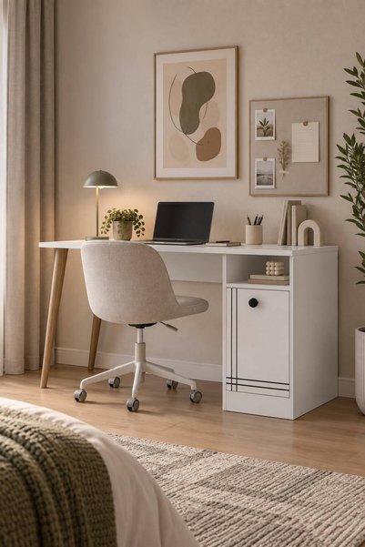 Dekortis Home Dekor DHDÇMB AREN LAZER DESEN KAPAK ÇALIŞMA MASASI BEYAZ