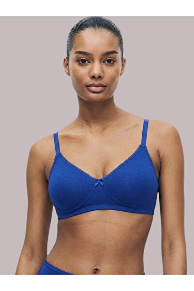 Eden By Styli Dark Blue Solid Cotton Non-Padded Comfort T-Shirt Bra