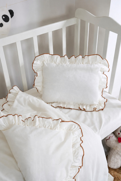 Magnolia Ruffled Baby Bedding Set |   Set of 3 (Duvet Cover-Sheet-Pillowcase)...