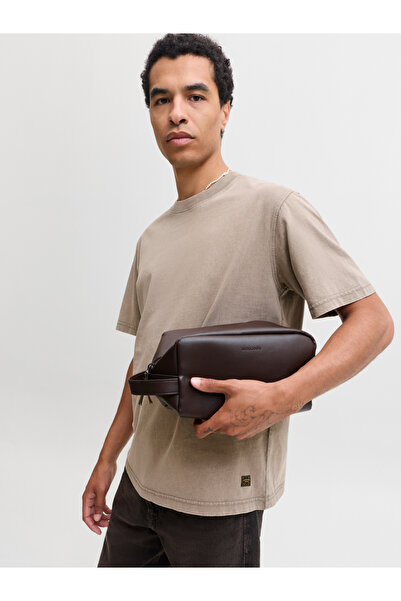 Jack & Jones Brown JACTATUM Faux Leather Embossed Logo Pouch