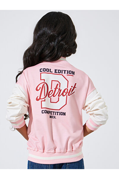 Styli Girls Color Block Printed Bomber Jacket