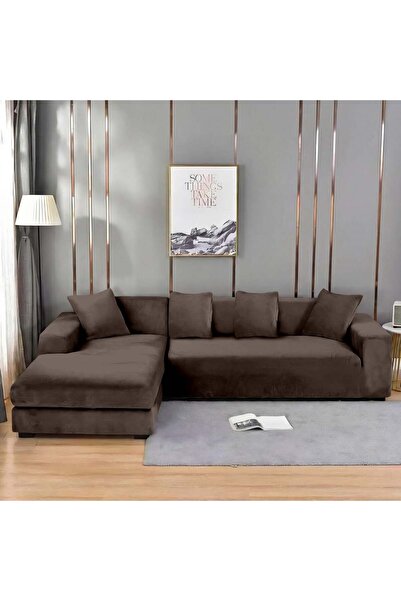 Pucioasa Home Husa elastica pentru coltar din catifea maro ciocolatiu | Unive...
