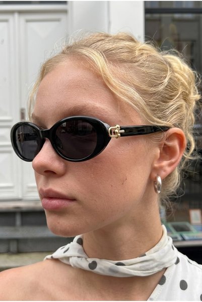 MACERATİ Monaco Vintage Black Gold Detailed Oval Ultra Light Uv400 Filtered W...