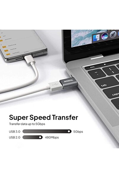 MOWSIL USB-C to USB-A OTG Adapter 5Gbps – High-Speed Data & Charging Converter, USB-C Male to USB-A Female, Compatible with MacBook, iPad Pro, Surface, Android Phones & USB-C Devices