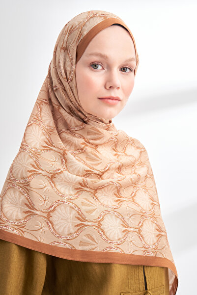 ARMANDA Floral Archive Grove Pattern Shawl - Camel - Beige